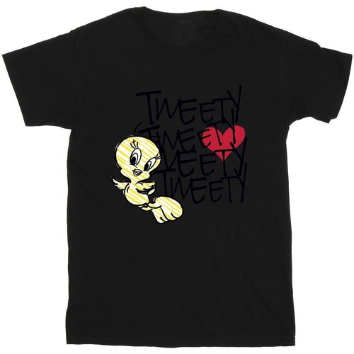 Abbigliamento Uomo T-shirts a maniche lunghe Dessins Animés Tweety Love Heart Nero