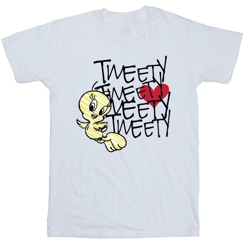 Abbigliamento Uomo T-shirts a maniche lunghe Dessins Animés Tweety Love Heart Bianco