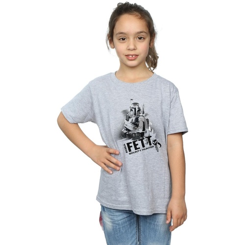 Abbigliamento Bambina T-shirts a maniche lunghe Disney Boba Fett Bounty Hunter Grigio