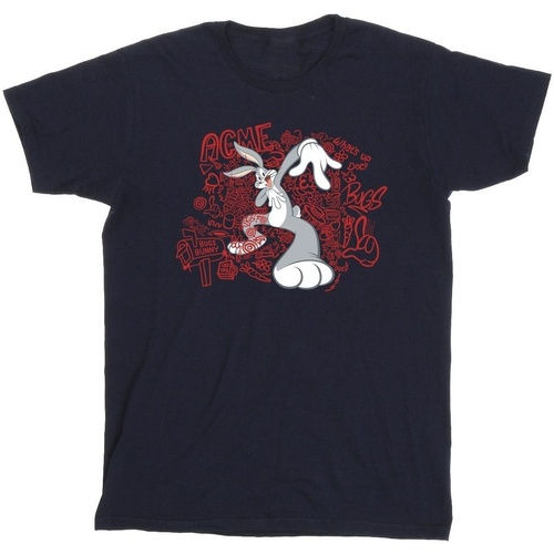Abbigliamento Uomo T-shirts a maniche lunghe Dessins Animés ACME Doodles Bugs Bunny Blu