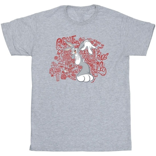 Abbigliamento Uomo T-shirts a maniche lunghe Dessins Animés ACME Doodles Bugs Bunny Grigio