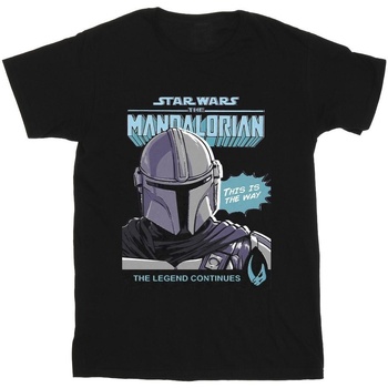 Abbigliamento Bambino T-shirt maniche corte Star Wars The Mandalorian Mando Comic Cover Nero