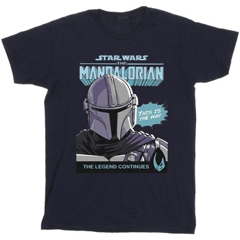 Abbigliamento Bambino T-shirt maniche corte Star Wars The Mandalorian Mando Comic Cover Blu