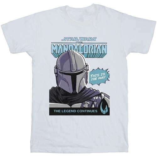 Abbigliamento Bambino T-shirt maniche corte Star Wars The Mandalorian Mando Comic Cover Bianco