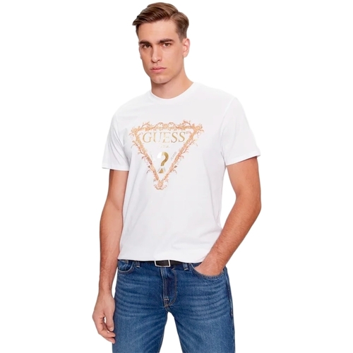 Abbigliamento Uomo T-shirt maniche corte Guess Tri Scroll Bianco
