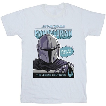 Abbigliamento Bambina T-shirts a maniche lunghe Star Wars The Mandalorian Mando Comic Cover Bianco