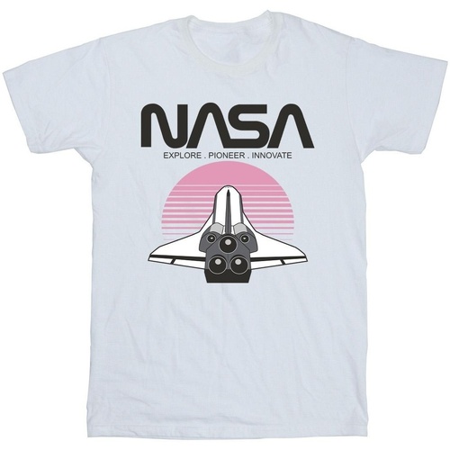 Abbigliamento Bambino T-shirt maniche corte Nasa Space Shuttle Sunset Bianco
