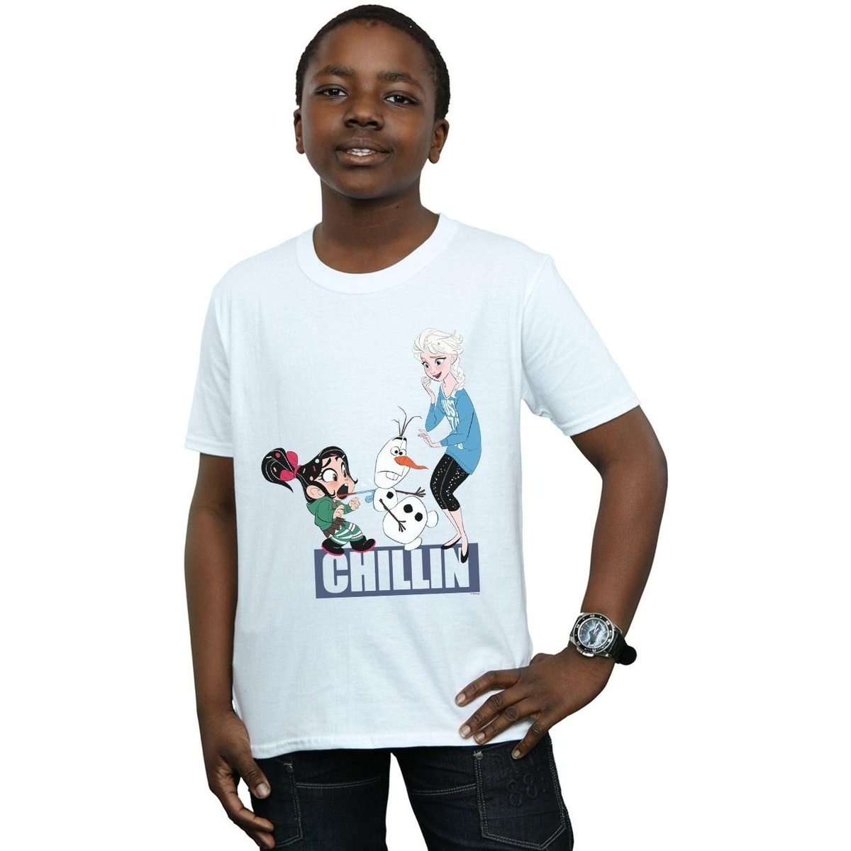 Abbigliamento Bambino T-shirt maniche corte Disney Wreck It Ralph Elsa And Vanellope Bianco