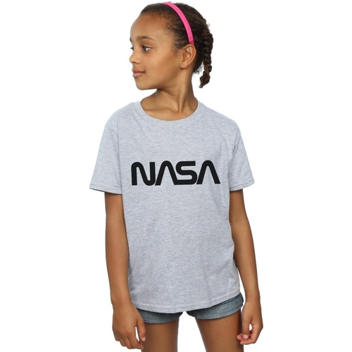 Abbigliamento Bambina T-shirts a maniche lunghe Nasa Modern Logo Grigio