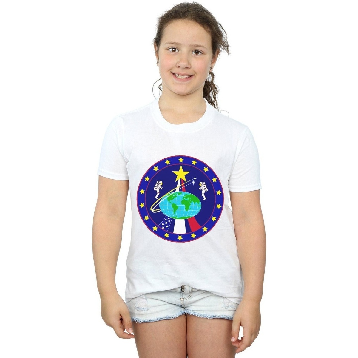 Abbigliamento Bambina T-shirts a maniche lunghe Nasa Classic Globe Astronauts Bianco