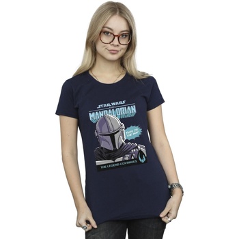 Abbigliamento Donna T-shirts a maniche lunghe Star Wars The Mandalorian Mando Comic Cover Blu