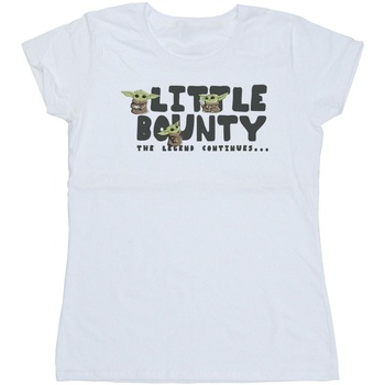 Abbigliamento Donna T-shirts a maniche lunghe Star Wars The Mandalorian Little Bounty Hunter Bianco