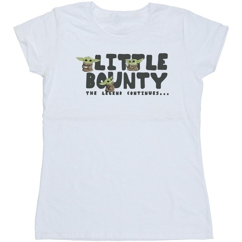 Abbigliamento Donna T-shirts a maniche lunghe Star Wars The Mandalorian Little Bounty Hunter Bianco