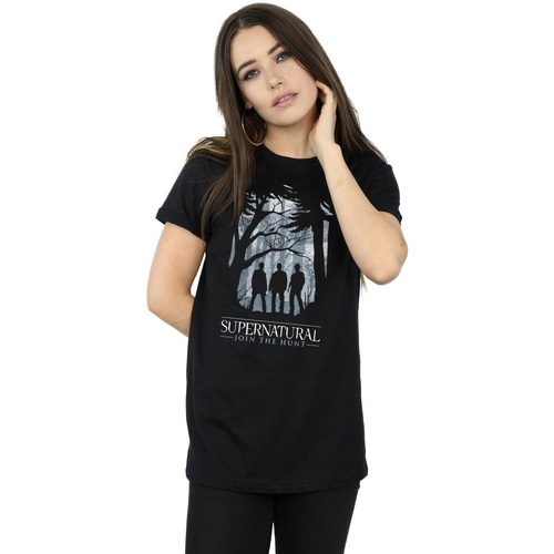 Abbigliamento Donna T-shirts a maniche lunghe Supernatural Group Outline Nero