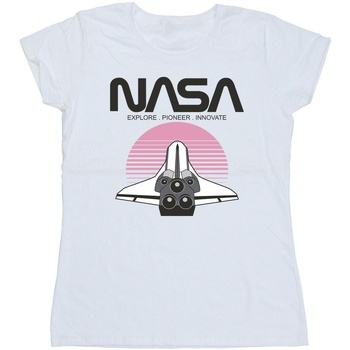Abbigliamento Donna T-shirts a maniche lunghe Nasa Space Shuttle Sunset Bianco