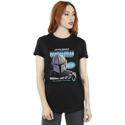 Abbigliamento Donna T-shirts a maniche lunghe Star Wars The Mandalorian Mando Comic Cover Nero