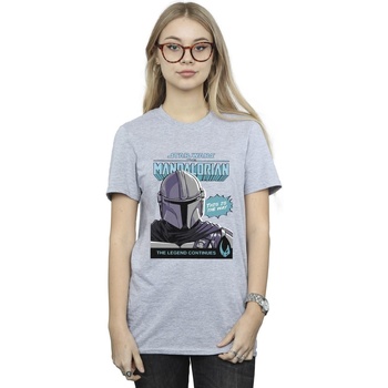 Abbigliamento Donna T-shirts a maniche lunghe Star Wars The Mandalorian Mando Comic Cover Grigio