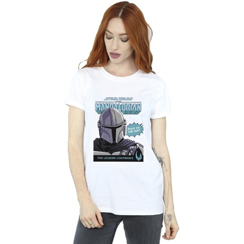 Abbigliamento Donna T-shirts a maniche lunghe Star Wars The Mandalorian Mando Comic Cover Bianco