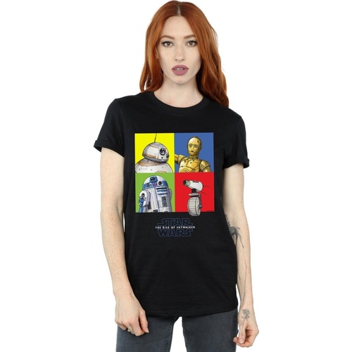 Abbigliamento Donna T-shirts a maniche lunghe Star Wars The Rise Of Skywalker Droid Squares Nero