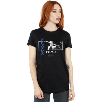 Abbigliamento Donna T-shirts a maniche lunghe Star Wars The Rise Of Skywalker Katakana Art Stripe Nero