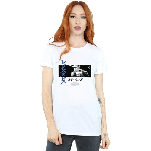 Abbigliamento Donna T-shirts a maniche lunghe Star Wars The Rise Of Skywalker Katakana Art Stripe Bianco
