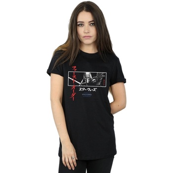 Abbigliamento Donna T-shirts a maniche lunghe Star Wars The Rise Of Skywalker Kylo Ren Katakana Art Stripe Nero