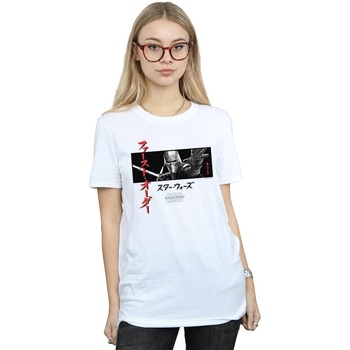 Abbigliamento Donna T-shirts a maniche lunghe Star Wars The Rise Of Skywalker Kylo Ren Katakana Art Stripe Bianco
