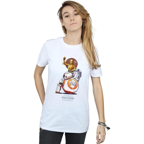 Abbigliamento Donna T-shirts a maniche lunghe Star Wars The Rise Of Skywalker Droids Illustration Bianco
