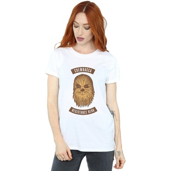 Abbigliamento Donna T-shirts a maniche lunghe Star Wars The Rise Of Skywalker Chewbacca Resistance Hero Bianco