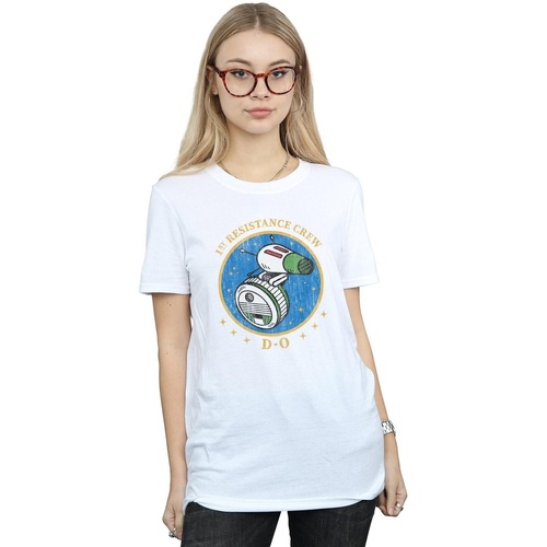 Abbigliamento Donna T-shirts a maniche lunghe Star Wars The Rise Of Skywalker D-O First Resistance Crew Bianco