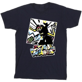 Abbigliamento Uomo T-shirts a maniche lunghe Disney Vader Water Colour Pop Art Blu