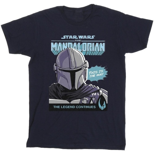 Abbigliamento Uomo T-shirts a maniche lunghe Star Wars The Mandalorian Mando Comic Cover Blu