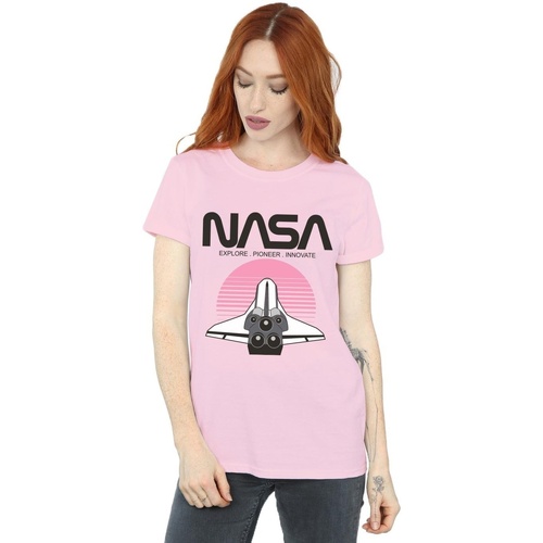 Abbigliamento Donna T-shirts a maniche lunghe Nasa Space Shuttle Sunset Rosso