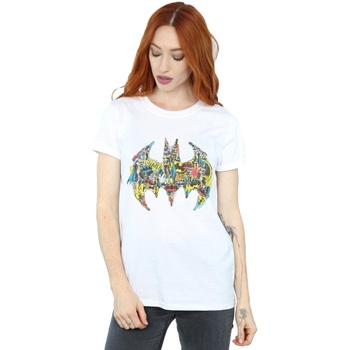 Abbigliamento Donna T-shirts a maniche lunghe Dc Comics Batman Batgirl Logo Collage Bianco