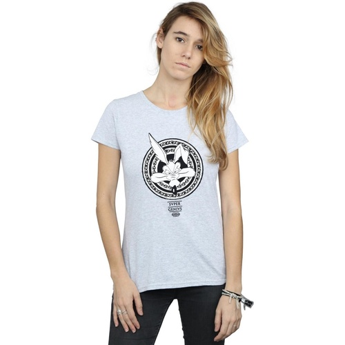 Abbigliamento Donna T-shirts a maniche lunghe Dessins Animés Wile E Coyote Super Genius Grigio
