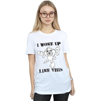 Abbigliamento Donna T-shirts a maniche lunghe Dessins Animés Taz I Woke Up Like This Bianco