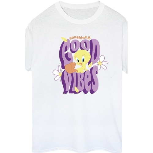 Abbigliamento Donna T-shirts a maniche lunghe Dessins Animés Tweeday Sunshine & Good Vibes Bianco
