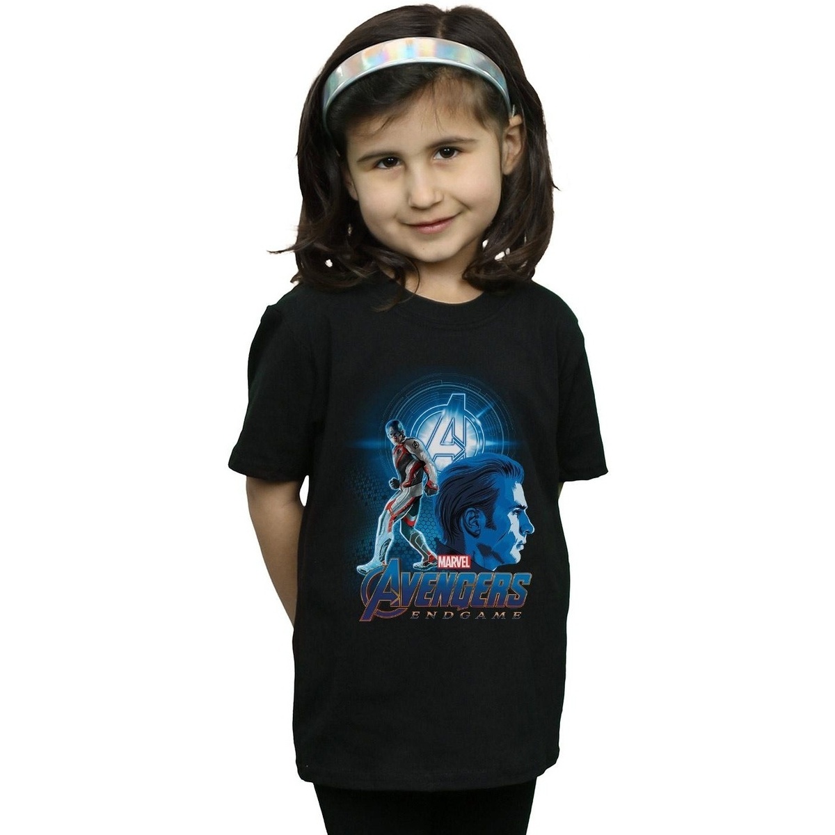 Abbigliamento Bambina T-shirts a maniche lunghe Marvel Avengers Endgame Captain America Team Suit Nero