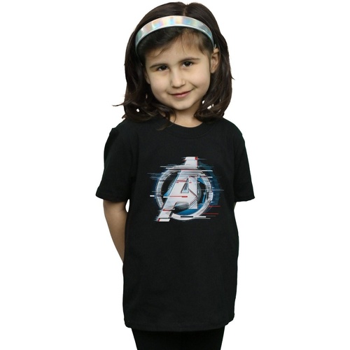Abbigliamento Bambina T-shirts a maniche lunghe Marvel Avengers Endgame Team Tech Logo Nero