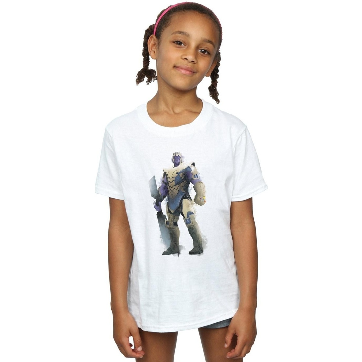 Abbigliamento Bambina T-shirts a maniche lunghe Marvel Avengers Endgame Painted Thanos Bianco