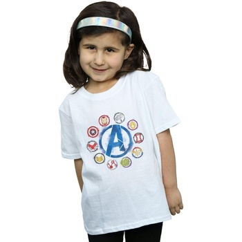 Abbigliamento Bambina T-shirts a maniche lunghe Marvel Avengers Endgame Painted Icons Bianco