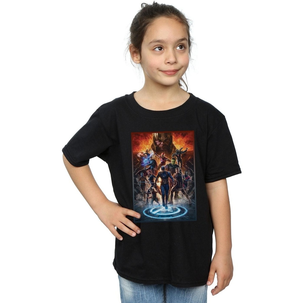 Abbigliamento Bambina T-shirts a maniche lunghe Marvel Avengers Endgame Heroes At War Nero
