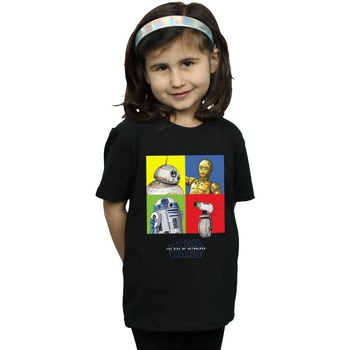 Abbigliamento Bambina T-shirts a maniche lunghe Star Wars: The Rise Of Skywalker Star Wars The Rise Of Skywalker Droid Squares Nero