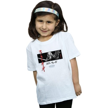 Abbigliamento Bambina T-shirts a maniche lunghe Star Wars: The Rise Of Skywalker Kylo Ren Katakana Art Stripe Bianco
