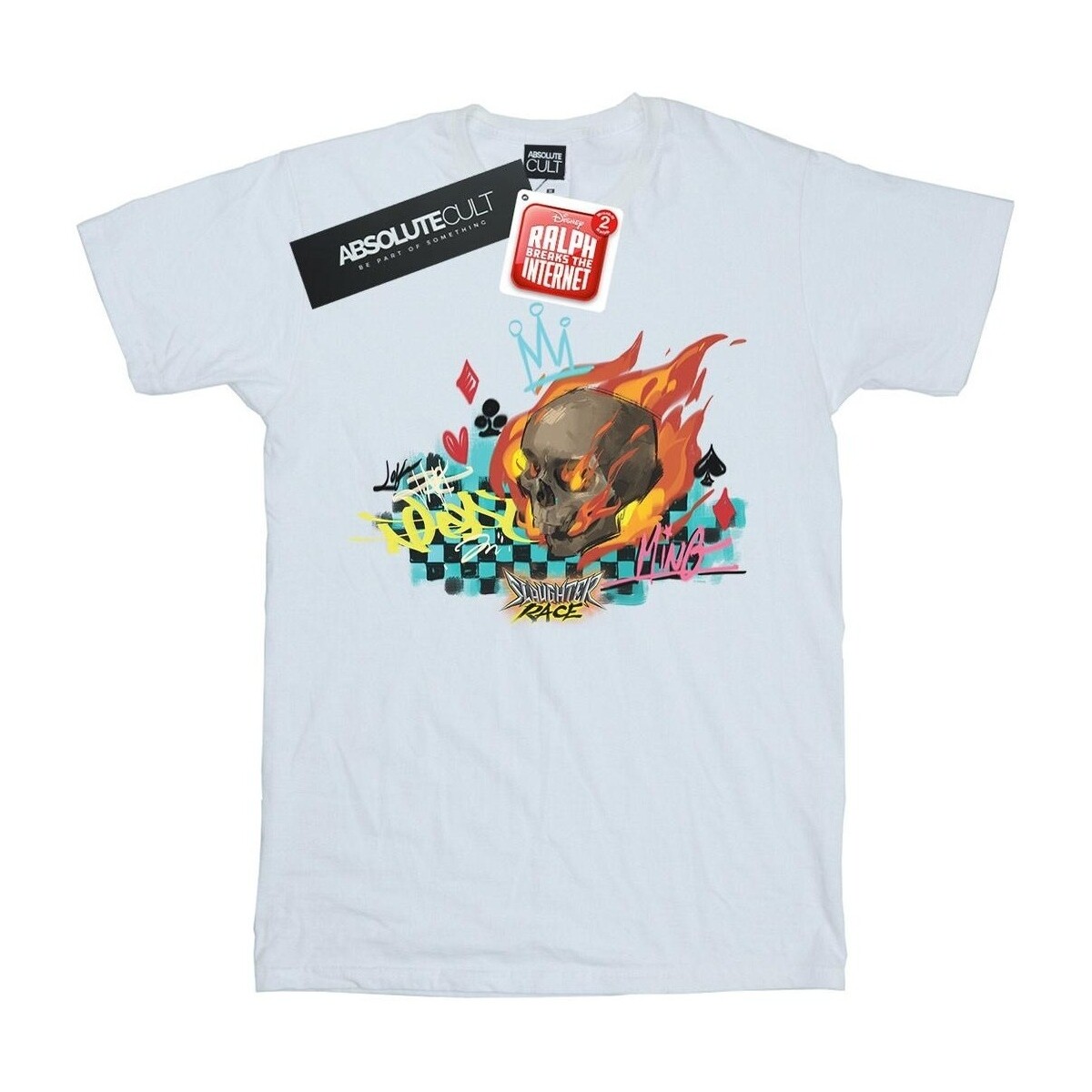Abbigliamento Uomo T-shirts a maniche lunghe Disney Wreck It Ralph Race Skull Bianco