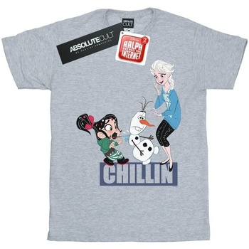 Abbigliamento Uomo T-shirts a maniche lunghe Disney Wreck It Ralph Elsa And Vanellope Grigio