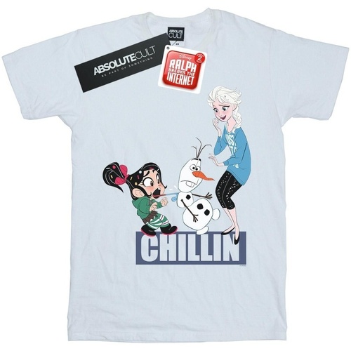 Abbigliamento Uomo T-shirts a maniche lunghe Disney Wreck It Ralph Elsa And Vanellope Bianco