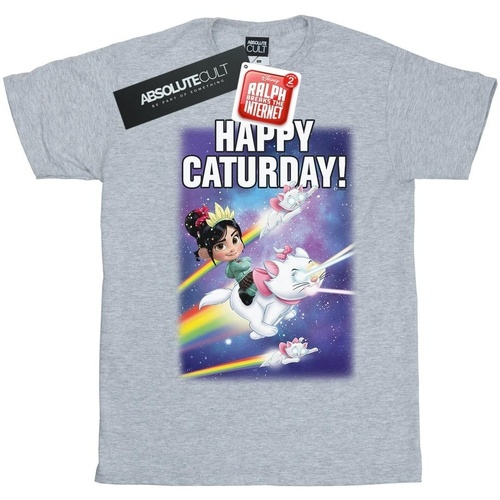 Abbigliamento Uomo T-shirts a maniche lunghe Disney Wreck It Ralph Happy Caturday Grigio
