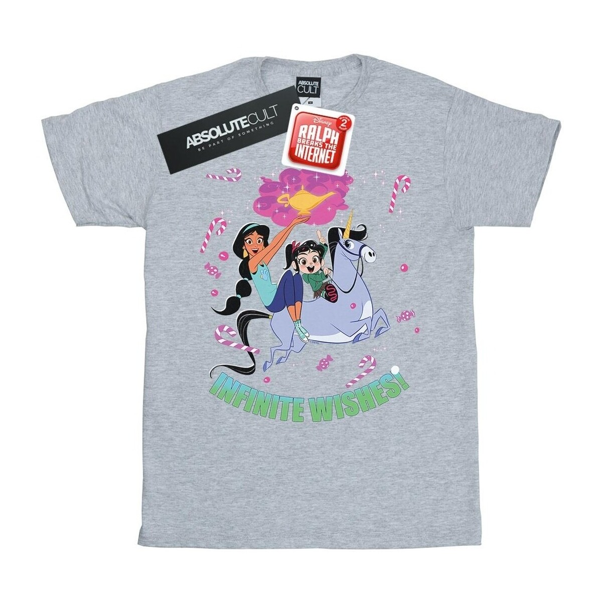 Abbigliamento Uomo T-shirts a maniche lunghe Disney Wreck It Ralph Jasmine And Vanellope Grigio