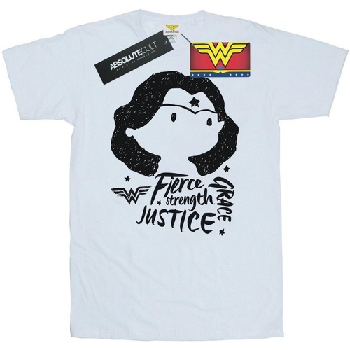 Abbigliamento Uomo T-shirts a maniche lunghe Dc Comics Wonder Woman Fierce Sketch Bianco